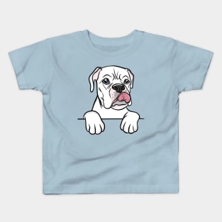 White Blue Eyed Boxer Kids T-Shirt